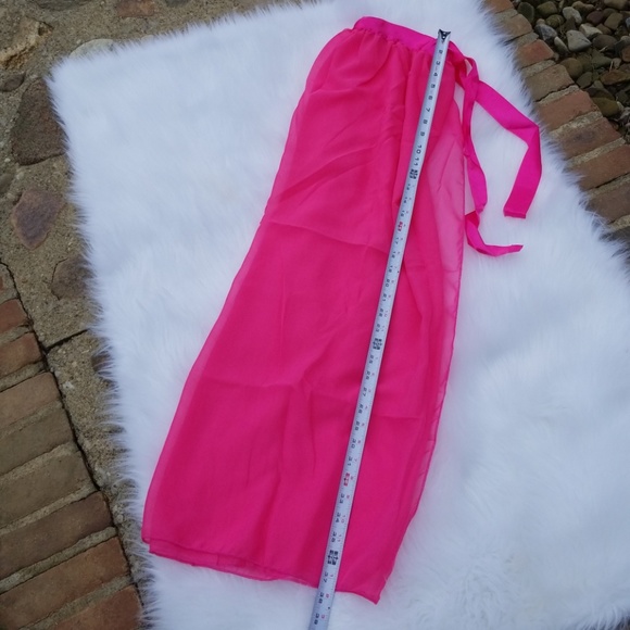 PINK/BLACK/ORANGE  BATHING SUIT COVER UP SKIRT - Picture 5 of 8